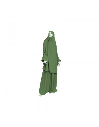 Jilbab deux pièces (Cape + Jupe) - Tissu de qualité supérieure - Couleur vert bouteille 