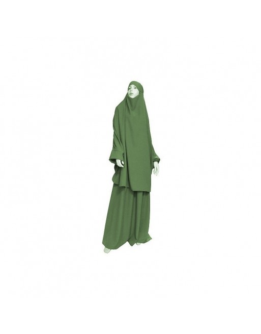 Jilbab deux pièces (Cape + Jupe) - Tissu de qualité supérieure - Couleur vert bouteille Jilbab deux pièces (Cape + Jupe) - Tissu de qualité supérieure - Couleur vert bouteille