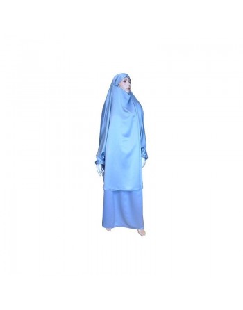 Jilbab réversible (satiné/normal) deux pièces (Cape + Jupe évasée) - Taille S/M - Couleur gris clair 