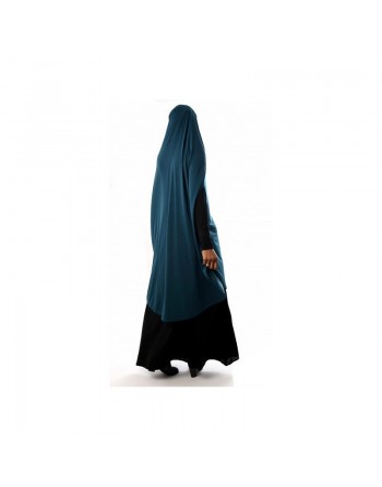 Grande cape - Hijab long de prière pour femme avec fentes - Couleur Bleu gris 