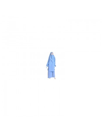 Jilbab réversible (satiné/normal) deux pièces (Cape + Jupe évasée) - Taille L/XL - Coloris gris Foncé 