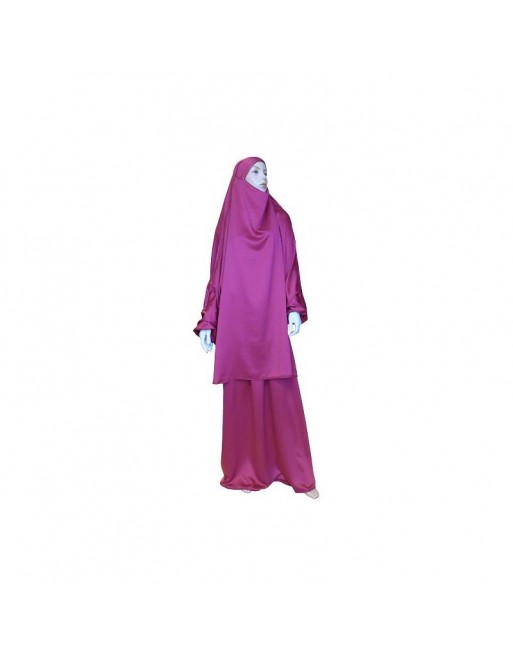 Jilbab deux pièces (Cape + Jupe) - Tissu de qualité supérieure - Couleur lilas Jilbab deux pièces (Cape + Jupe) - Tissu de qualité supérieure - Couleur lilas
