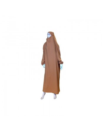 Jilbab deux pièces (Cape + Jupe) - Tissu de qualité supérieure - Couleur caramel 