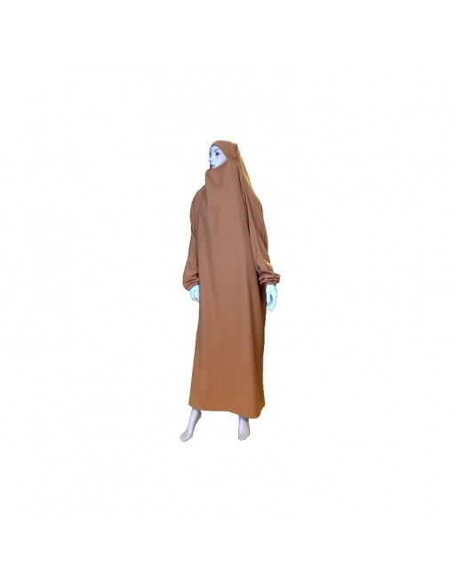 Jilbab deux pièces (Cape + Jupe) - Tissu de qualité supérieure - Couleur caramel Jilbab deux pièces (Cape + Jupe) - Tissu de qualité supérieure - Couleur caramel