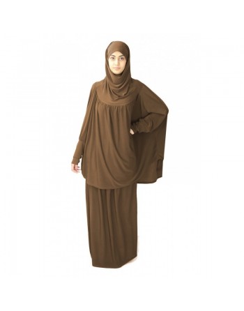 Jilbab Sport ample deux pièces (Cape + Jupe) pour femme - Marque Best Ummah - Couleur marron clair 