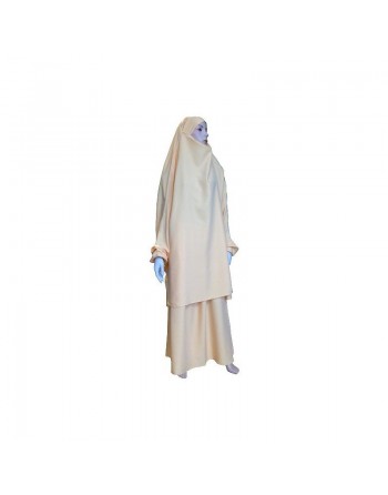 Jilbab deux pièces (Cape + Jupe) - Tissu de qualité supérieure - Couleur beige 