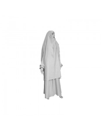 Jilbab deux pièces (Cape + Jupe) - Tissu de qualité supérieure - Couleur gris clair 