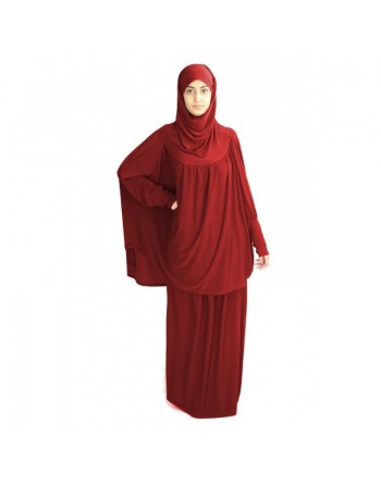 Jilbab Sport ample deux pièces (Cape + Jupe) pour femme - Marque Best Ummah - Couleur rouge bordeaux 