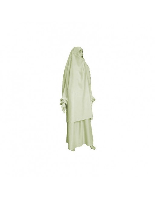 Jilbab deux pièces (Cape + Jupe) - Tissu de qualité supérieure - Couleur kaki clair Jilbab deux pièces (Cape + Jupe) - Tissu de qualité supérieure - Couleur kaki clair