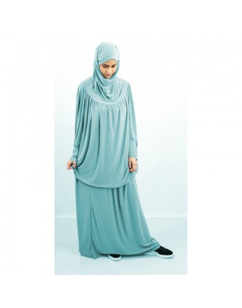 Jilbab Sport ample deux pièces (Cape + Jupe) pour femme - Marque Best Ummah - Couleur bleu ciel 