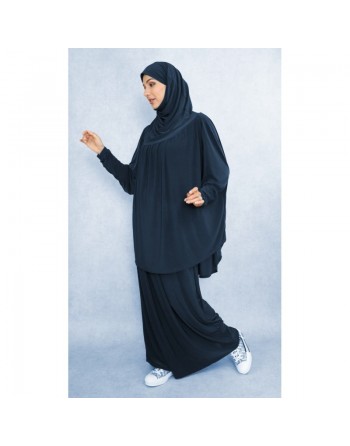 Jilbab Sport ample deux pièces (Cape + Jupe) pour femme - Marque Best Ummah - Couleur bleu marine 