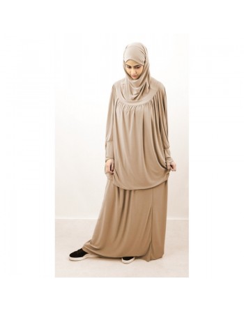 Jilbab Sport ample deux pièces (Cape + Jupe) pour femme - Marque Best Ummah - Couleur beige 