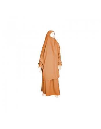 Jilbab deux pièces (Cape + Jupe) - Tissu de qualité supérieure - Couleur brique 