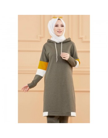 Ensemble décontracté et sport pour femme (Vetement Hijab moderne) - Couleur kaki 