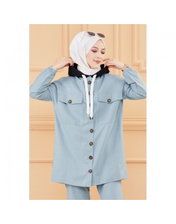 Ensemble casual veste ample et pantalon pour femme (Modest Fashion) - Couleur menthe 