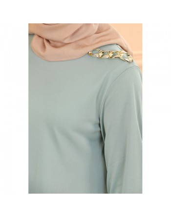 Ensemble habillé tunique et jupe (Tenue style hijab et Modest Fashion) - Couleur menthe 