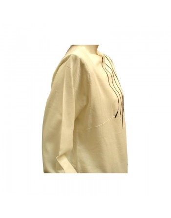 Ensemble Hafsa en lin (Tunique blanche et pantalon noir) 