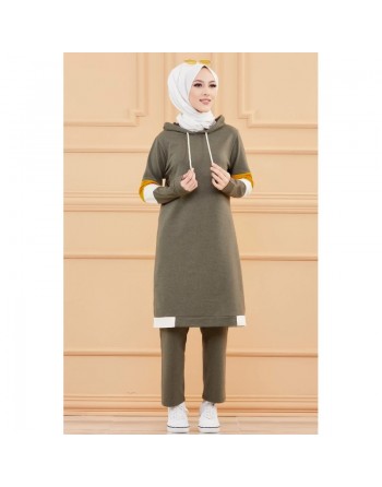 Ensemble décontracté et sport pour femme (Vetement Hijab moderne) - Couleur kaki 