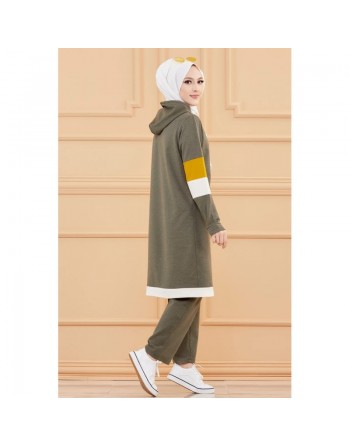 Ensemble décontracté et sport pour femme (Vetement Hijab moderne) - Couleur kaki 