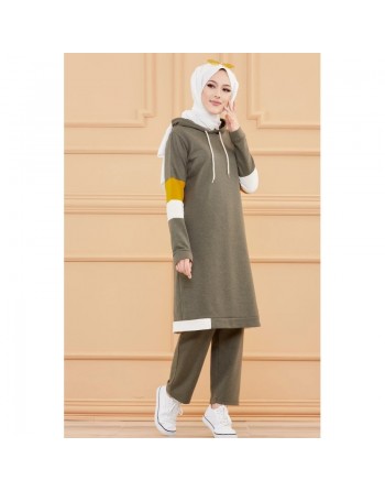 Ensemble décontracté et sport pour femme (Vetement Hijab moderne) - Couleur kaki 