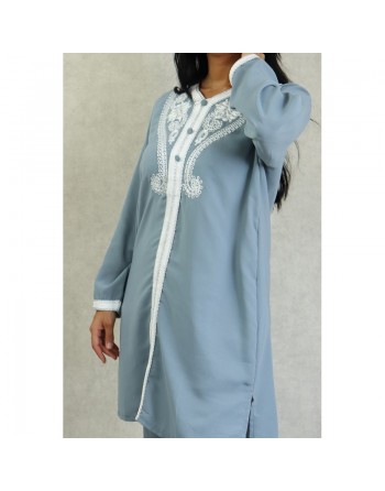 Jabador femme brodé - Ensemble 2 pièces (tunique et pantalon) - Couleur Gris clair 