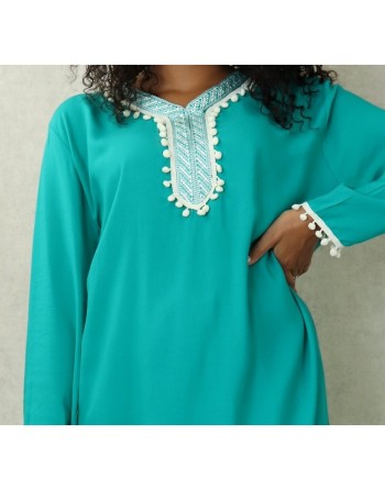 Ensemble deux pièces tunique pantalon style Jabador femme - Couleur Vert émeraude 