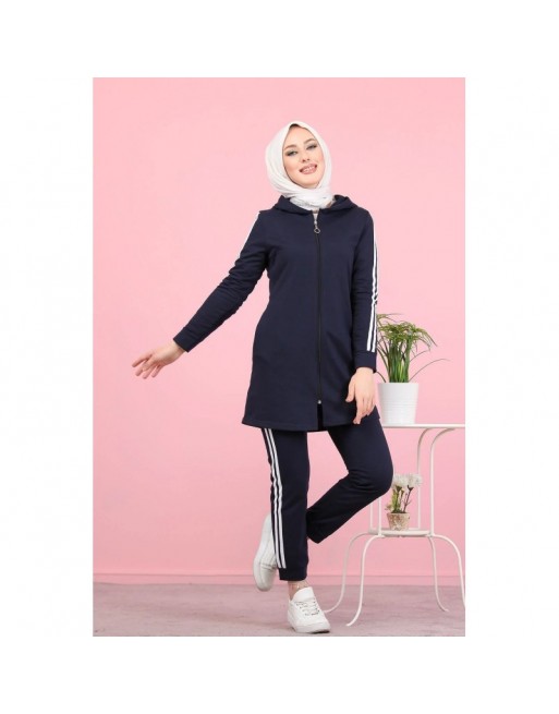 Ensemble Veste et pantalon - Survêtement musulman pour femme - Couleur bleu marine Ensemble Veste et pantalon - Survêtement musulman pour femme - Couleur bleu marine