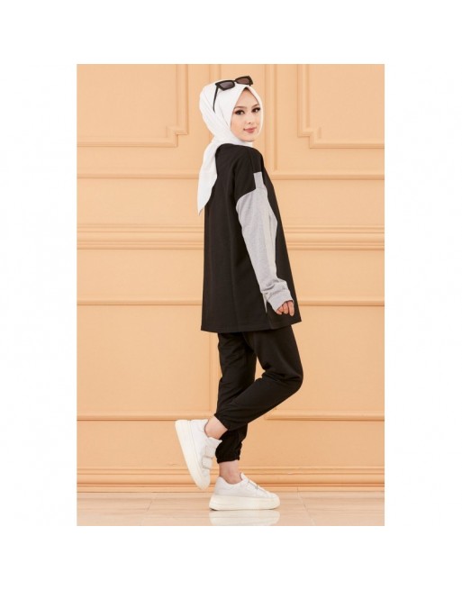 Ensemble décontracté et sport pour femme (Boutique vêtement musulman en ligne) - Couleur noir et gris Ensemble décontracté et sport pour femme (Boutique vêtement musulman en ligne) - Couleur noir et gris