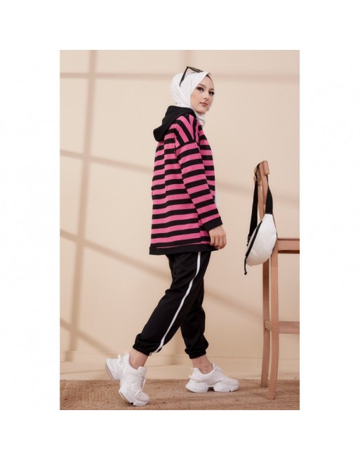 Survêtement femme (Ensemble Sport) - Couleur noir et rose 