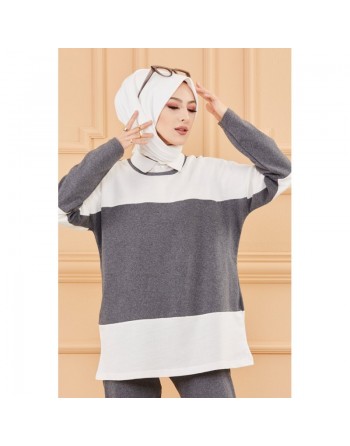 Survêtement femme (Tenue de sport musulmane pour hijab) - Couleur blanc et anthracite 