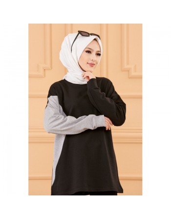 Ensemble décontracté et sport pour femme (Boutique vêtement musulman en ligne) - Couleur noir et gris 