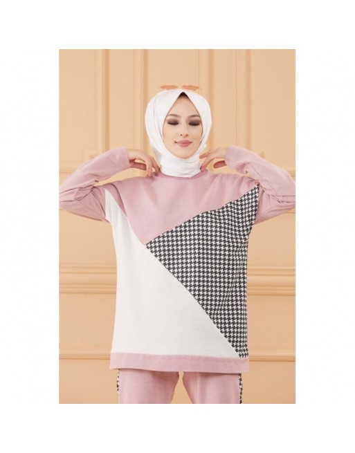 Survêtement original ample (Ensemble Décontracté et Sport pour femme musulmane) - Couleur rose poudré, noir et blanc Survêtement original ample (Ensemble Décontracté et Sport pour femme musulmane) - Couleur rose poudré, noir et blanc