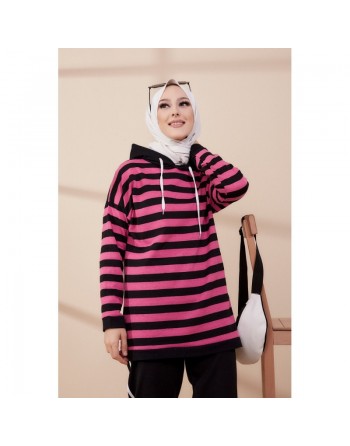 Survêtement femme (Ensemble Sport) - Couleur noir et rose 