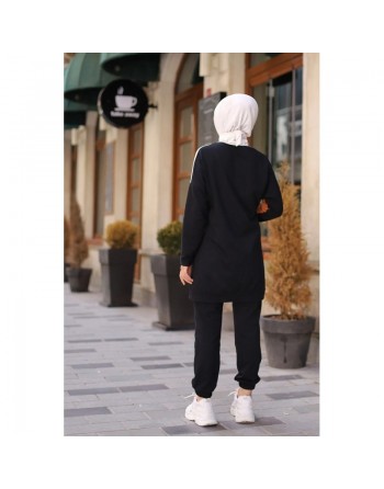 Ensemble sportwear (deux pièces pantalon et tunique tricolore) pour femme musulmane - Survêtement à 3 couleurs : camel,... 