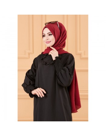 Ensemble chic tunique et pantalon style habillé (Boutique musulmane pour femme voilée) - Couleur noir 