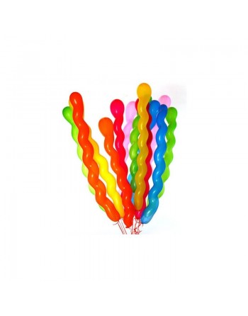 Pack de 10 ballons multicolores sous forme de spirales (spécial fêtes) 
