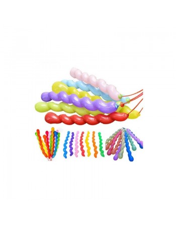 Pack de 10 ballons multicolores sous forme de spirales (spécial fêtes) 