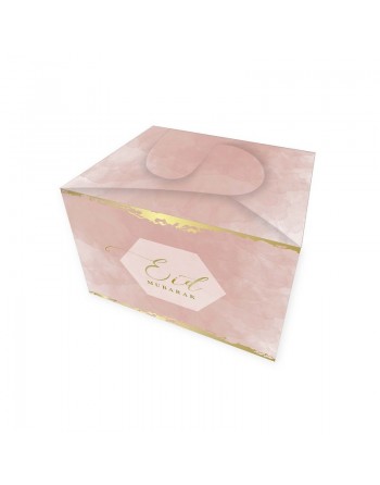 Boîte à biscuits Eid Mubarak - Couleur vieux rose avec dorure 