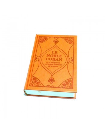 Coffret Cadeau Le Noble Coran de couleur orange-saumon et la traduction en langue française de ses sens (bilingue français/arabe