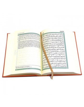 Coffret Cadeau Le Noble Coran de couleur orange-saumon et la traduction en langue française de ses sens (bilingue français/arabe
