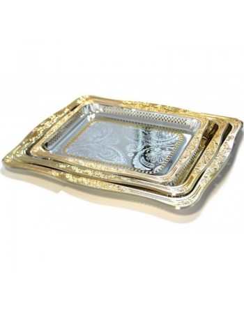 Ensemble de trois plateaux carrés de qualité supérieure assortis de taille différente 