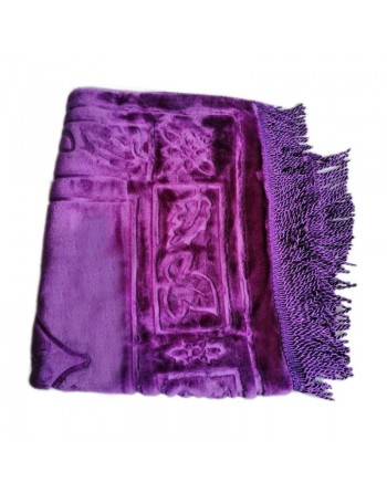 Tapis de prière adulte unie avec motifs - Ultra-doux type velours - Couleur mauve violet 