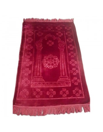 Tapis de prière adulte unie avec motifs - Ultra-doux type velours - Couleur mauve violet 