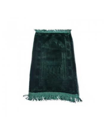 Tapis bébé / enfant musulman couleur vert foncé unie avec motifs (Pour bébés et petits enfants) 
