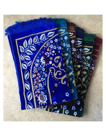 Tapis de prière (sajjadah salat) de qualité en velours avec motif fleuri fabriqué en Turquie 