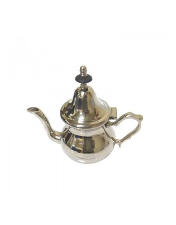 Théière traditionnelle marocaine de petite taille en métal nickelé simple 