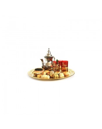 Théière traditionnelle marocaine de petite taille en métal nickelé simple 
