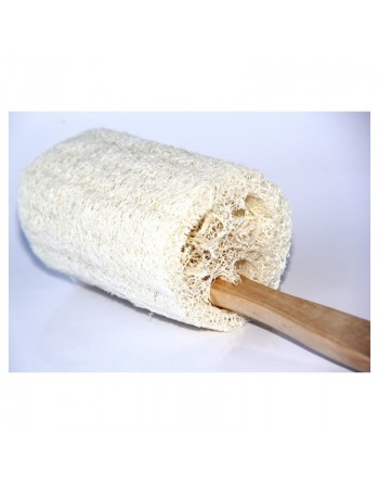 Brosse de bain (luffa) pour massage avec manche en bois 