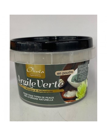 Argile verte traditionnelle Olivéa 100% naturel - Pot de 200g en poudre 