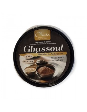 Ghassoul en poudre traditionnel Olivéa 100% naturel - pot de 200g. 
